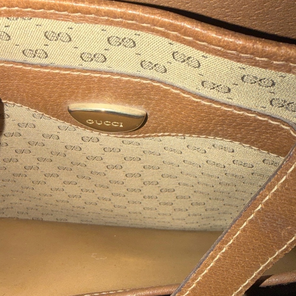 Gucci Beige and Brown GG Canvas Shoulder Tote Vintage - Picture 5 of 8